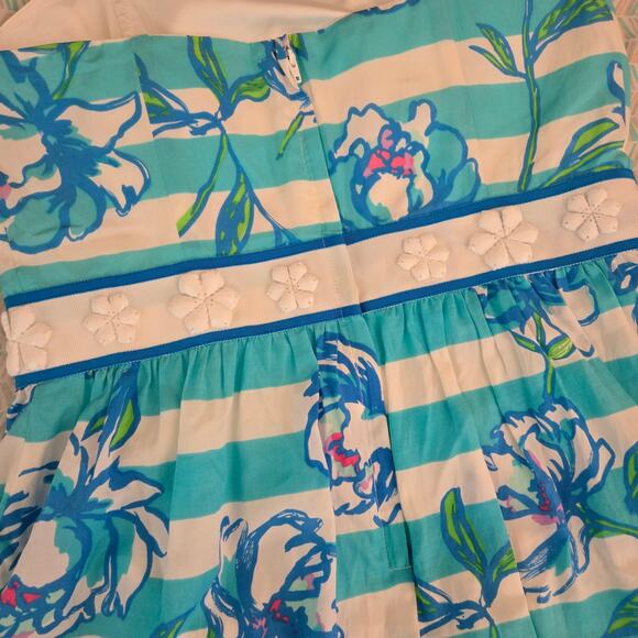 Lilly Pulitzer Strapless Langley Dress Shorely Blue Tossing The Line 8 Floral - Picture 5 of 14